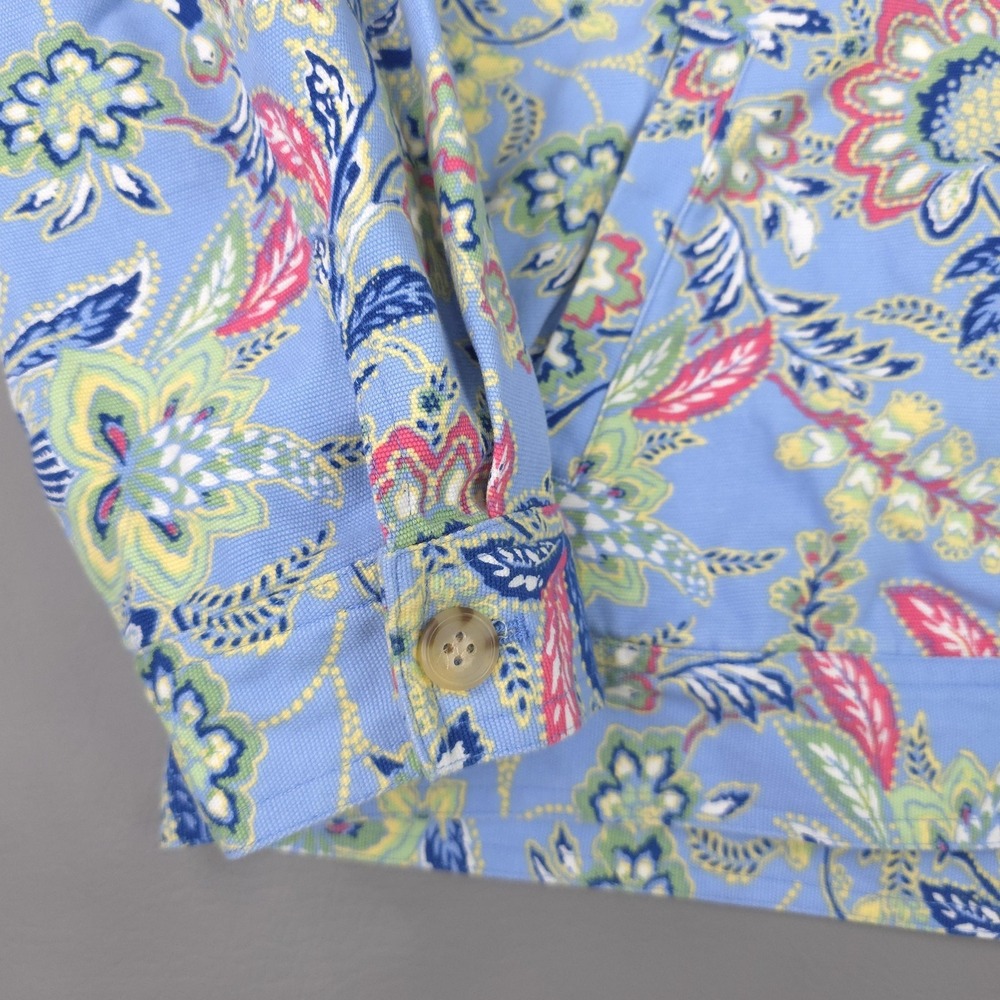 The Tog Shop Jacket Womens XL Blue Floral Print Cotton Button Front Preppy - Picture 5 of 14